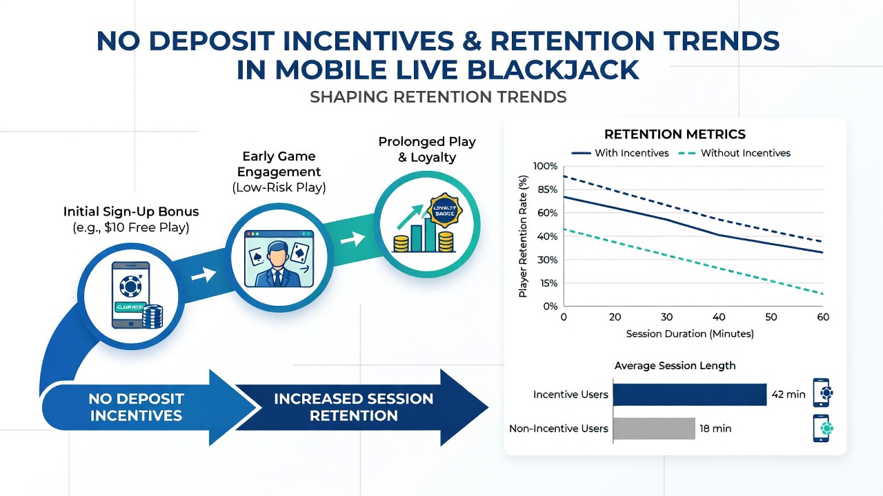 Analytics dashboard displaying player retention curves and session duration metrics for mobile blackjack users